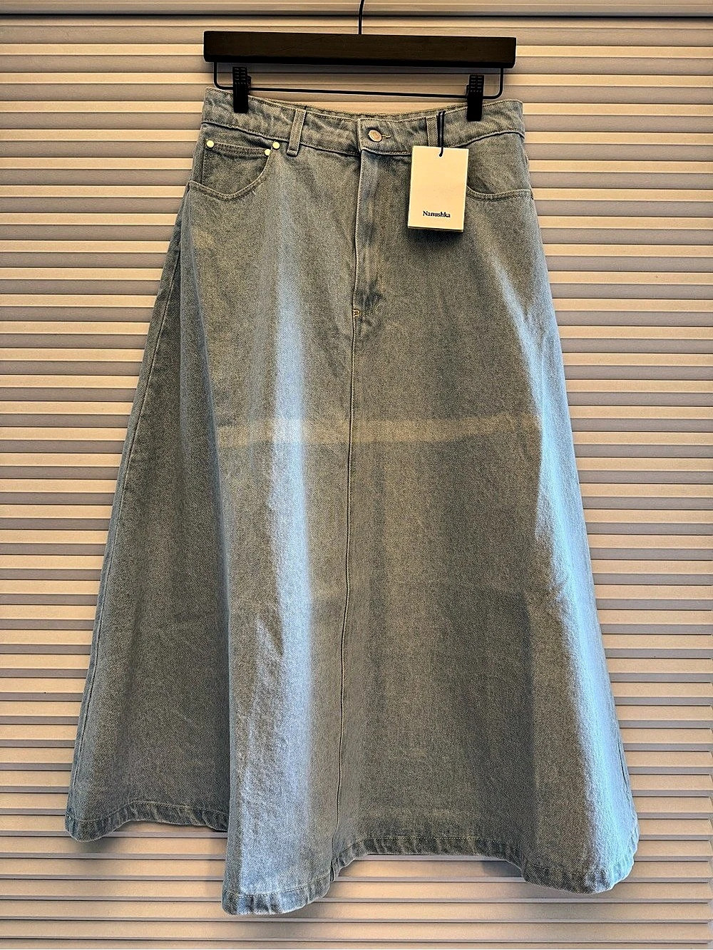 NamuSkha Denim Maxi Skirt in Blue NWT